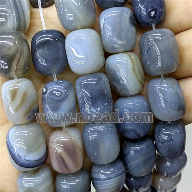 Natural Stripe Agate Tube Beads Gray Dye