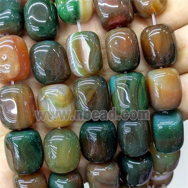 Natural Stripe Agate Tube Beads Redgreen Dye