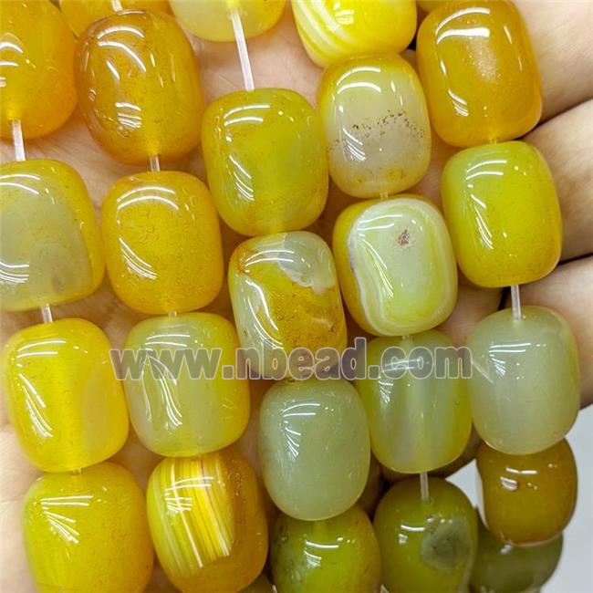 Natural Stripe Agate Tube Beads Yellow Dye