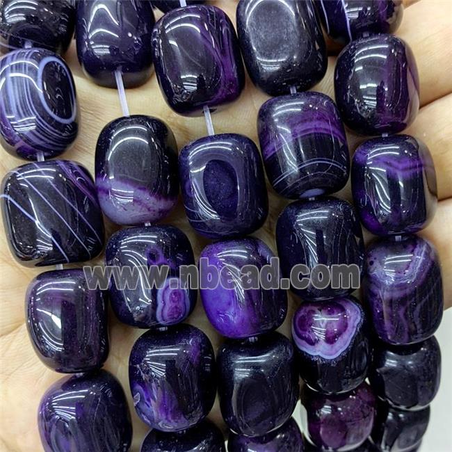 Natural Stripe Agate Tube Beads Purple Dye