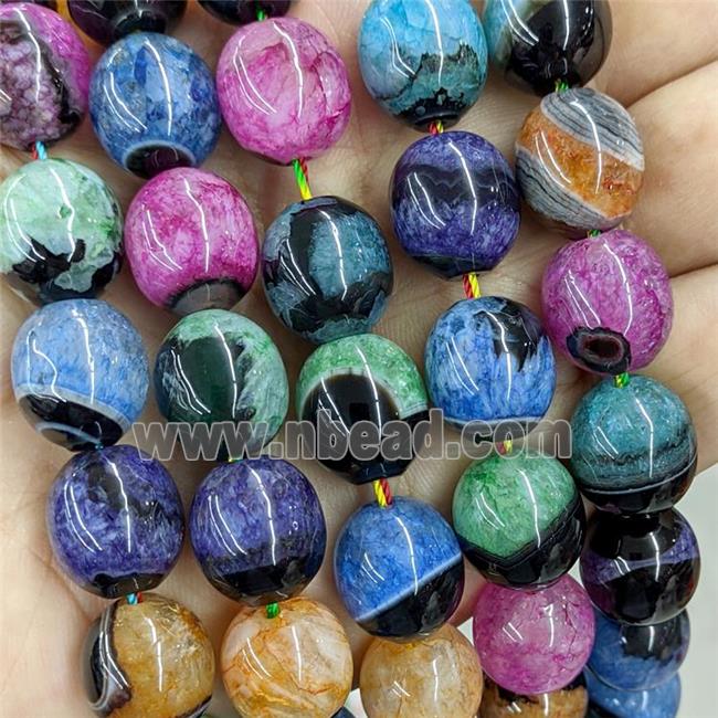 Natural Druzy Agate Barrel Beads Dye Mix Color