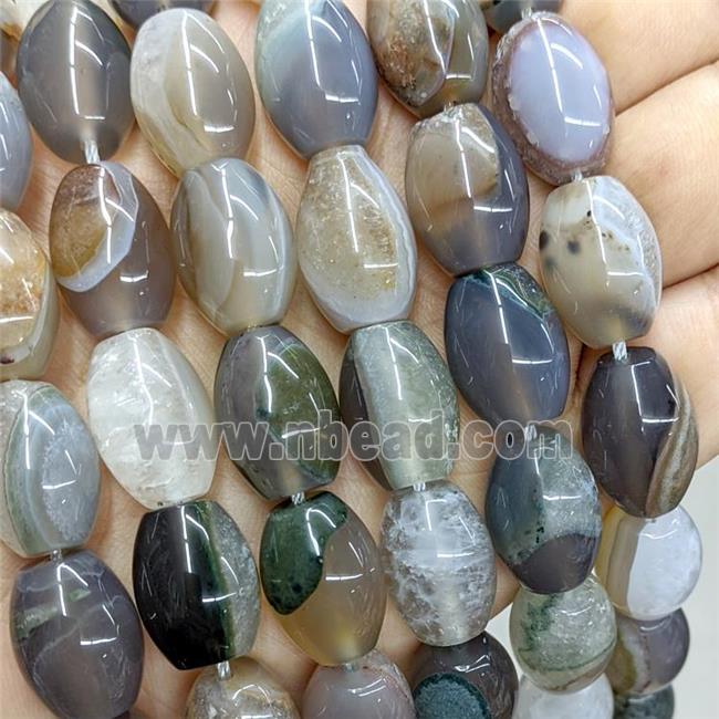 Druzy Agate Rice Beads Gray