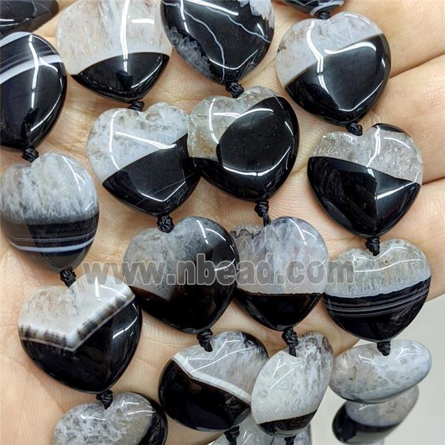 Druzy Agate Heart Beads Black Dye