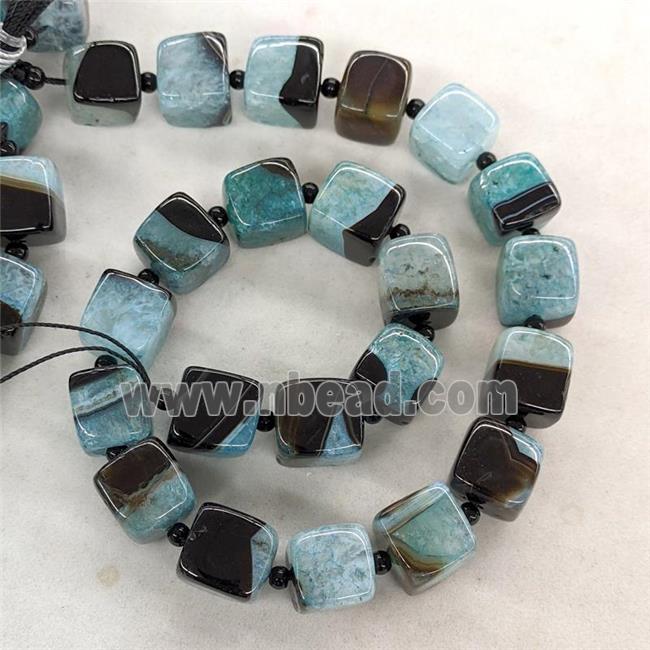 Natural Agate Druzy Cube Beads Blue Dye