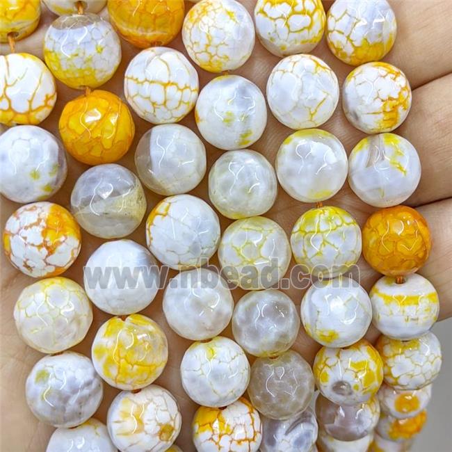 Yellow Fired Agate Beads Faceted Round Dye