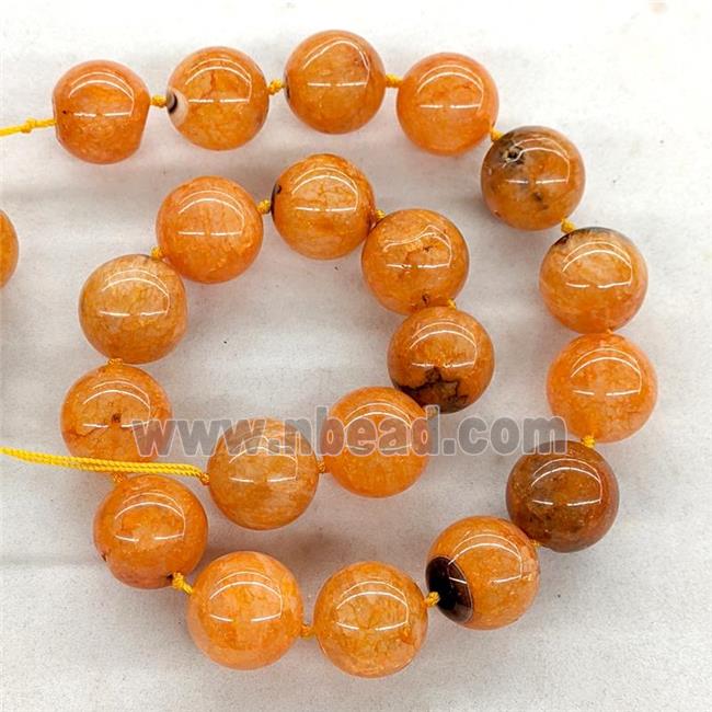 Orange Agate Druzy Beads Smooth Round Dye