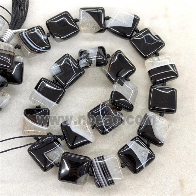 Natural Agate Druzy Square Beads White Black Dye