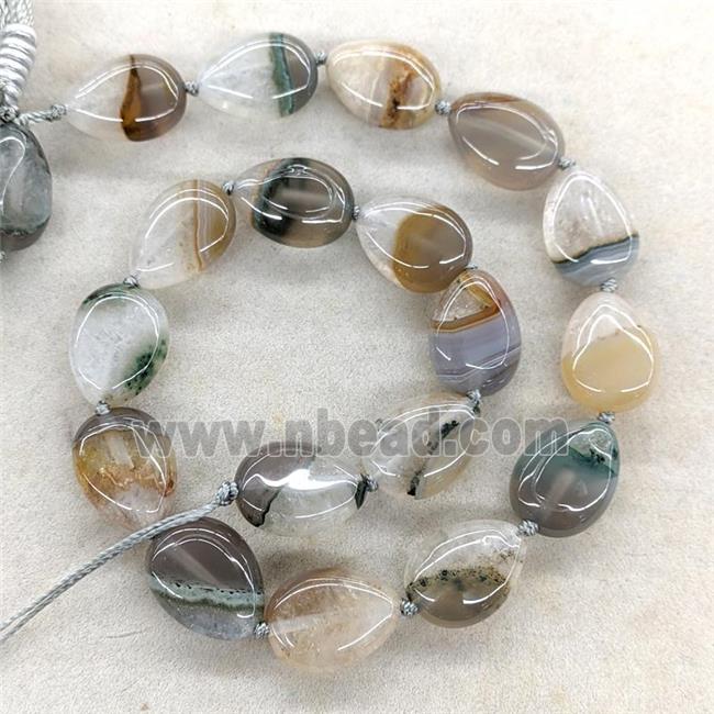 Agate Druzy Teardrop Beads Gray Natural Color