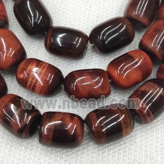 red Tiger eye beads, barrel, AB-grade