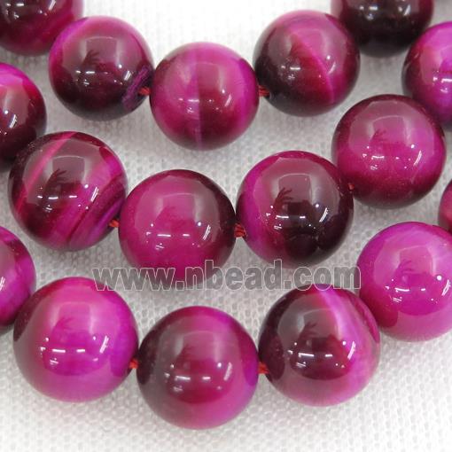 hotpink Tiger eye stone beads, round