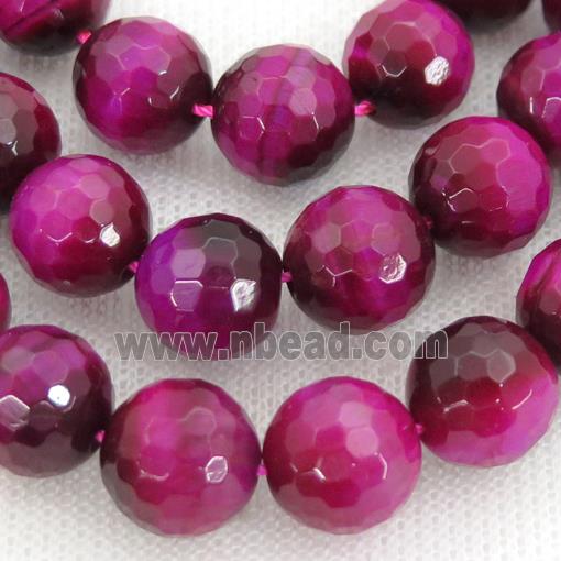 hotpink Tiger eye stone beads, faceted round