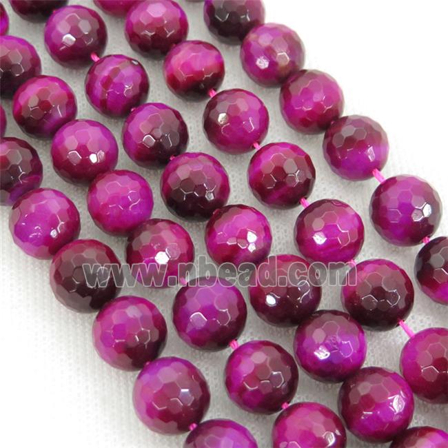 hotpink Tiger eye stone beads, faceted round