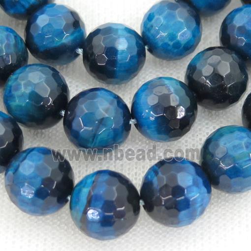 blue Tiger eye stone beads, faceted round