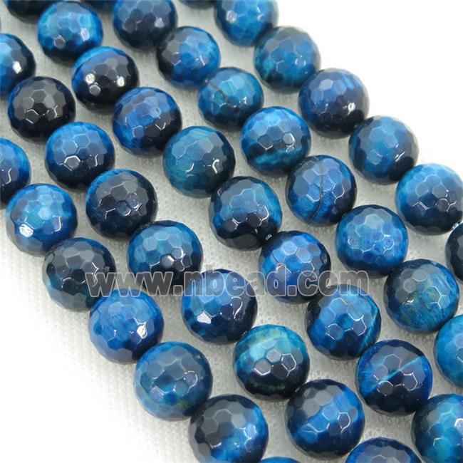 blue Tiger eye stone beads, faceted round