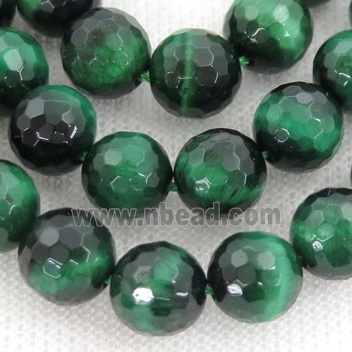 green Tiger eye stone beads, faceted round