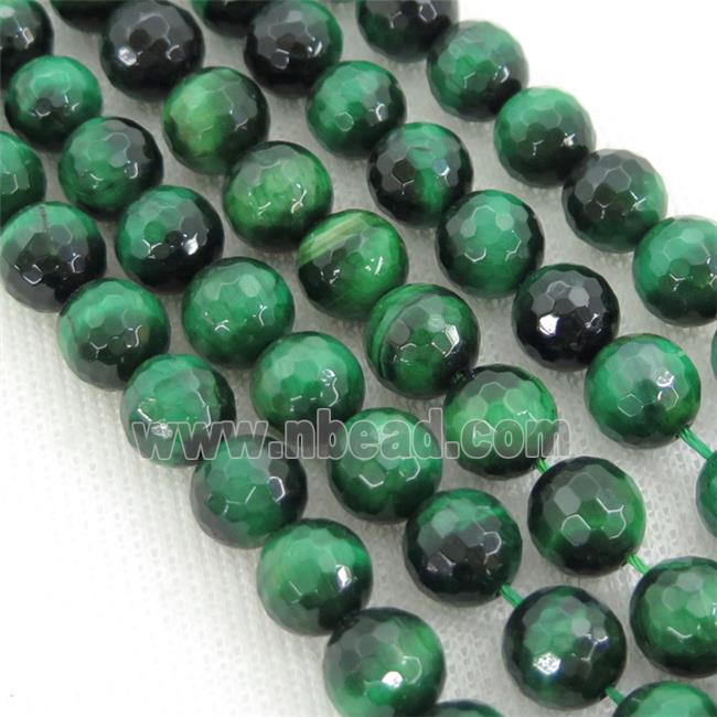 green Tiger eye stone beads, faceted round