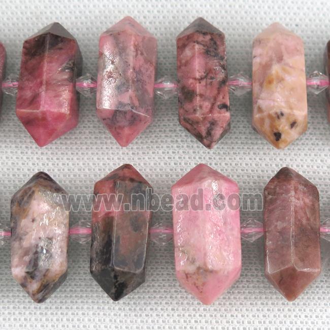 Rhodonite bullet beads