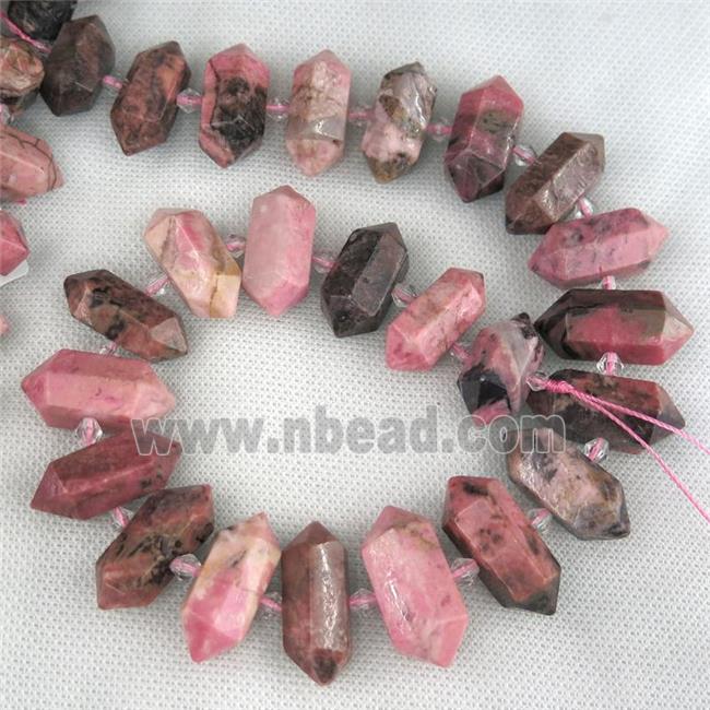 Rhodonite bullet beads