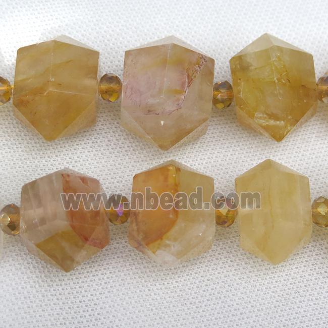 yellow Iron Quartz bullet beads