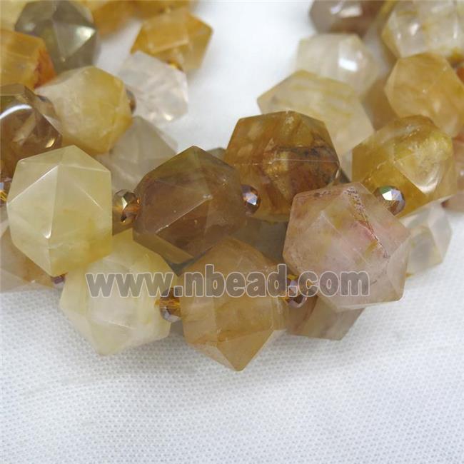 yellow Iron Quartz bullet beads