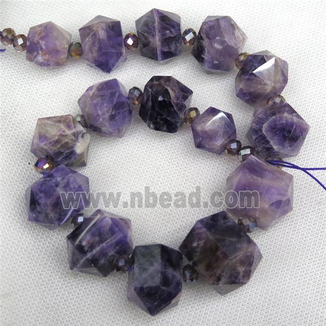 purple Dogteeth Amethyst bullet beads