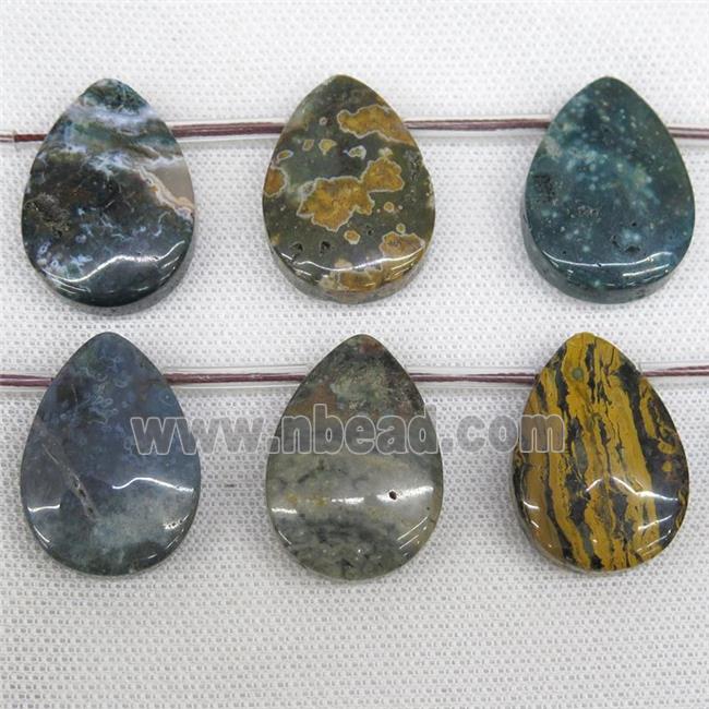 Ocean Agate teardrop beads, top-drilled