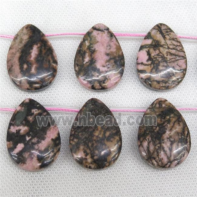 Rhodonite teardrop beads, topdrilled