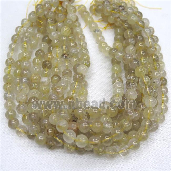 Gold Rutilated Quartz Beads, round