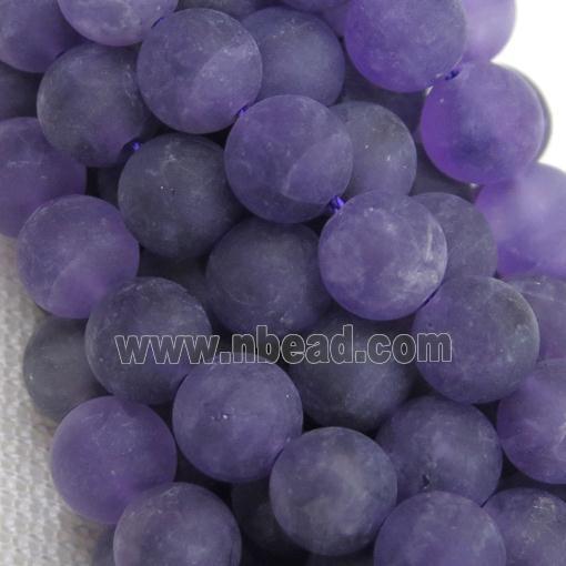 matte Purple Amethyst Beads, round