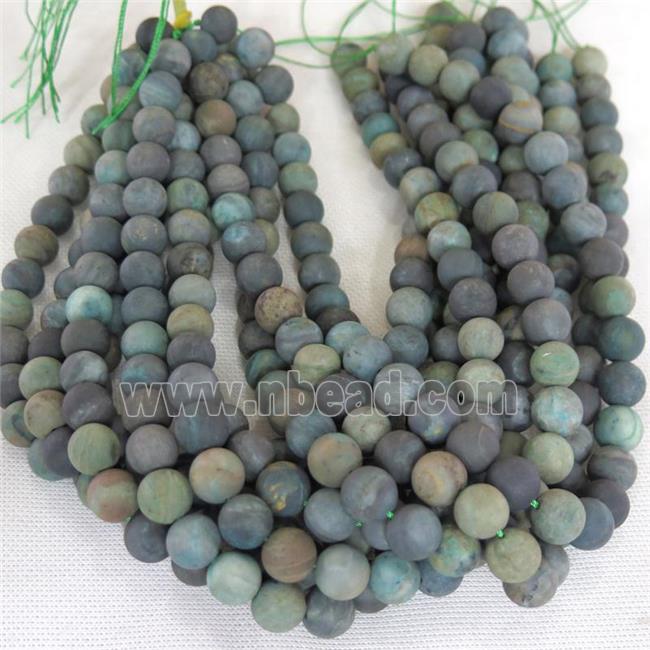 round Green African Turquoise Beads, matte