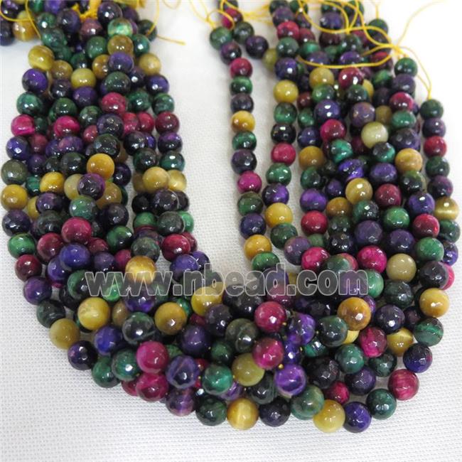 round faceted Tiger eye stone beads, mixed color