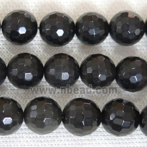 faceted round Obsidian Beads