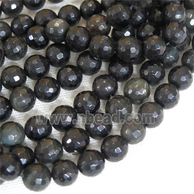 faceted round Obsidian Beads