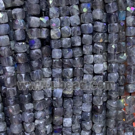 Labradorite Beads, faceted cube