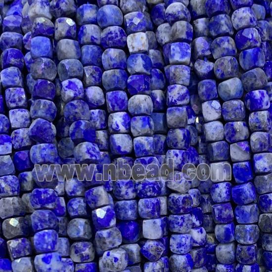 blue Lapis Lazuli Beads, faceted cube