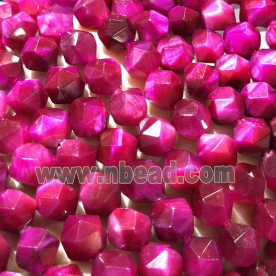 hotpink Tiger eye stone beads, star-cutting