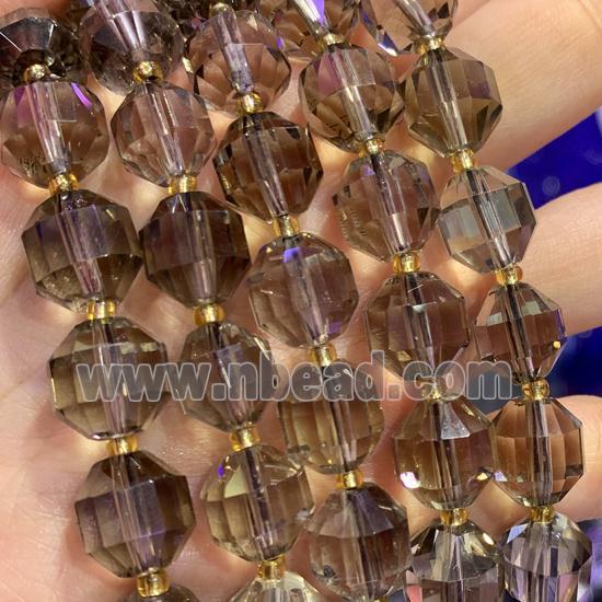 Smoky Quartz bullet beads, faceted