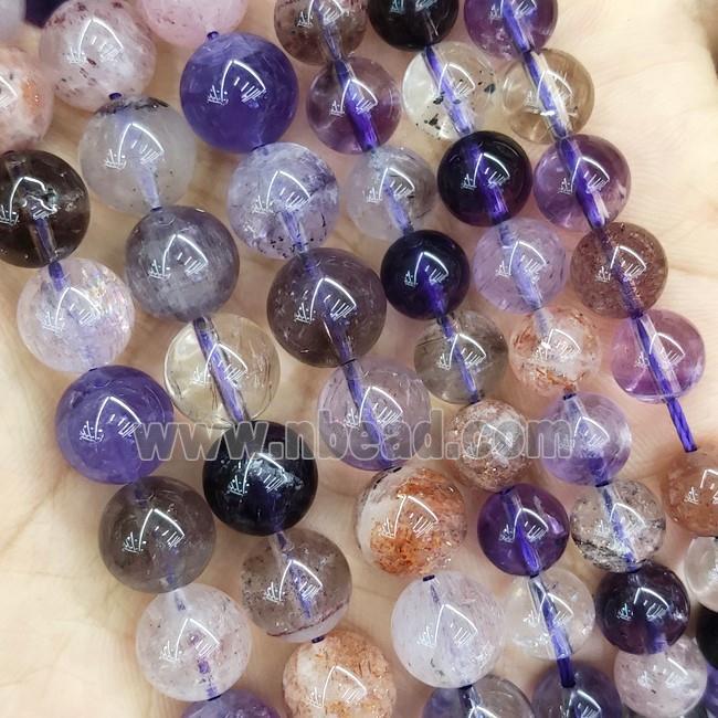 Round Super7 Crystal Quartz Beads Smooth Purple