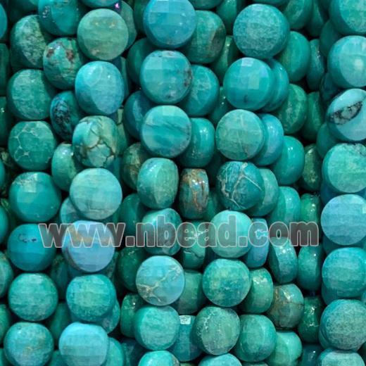 green Turquoise Beads, faceted circle