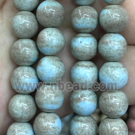 dichromatic round Alashan Agate Beads, blue