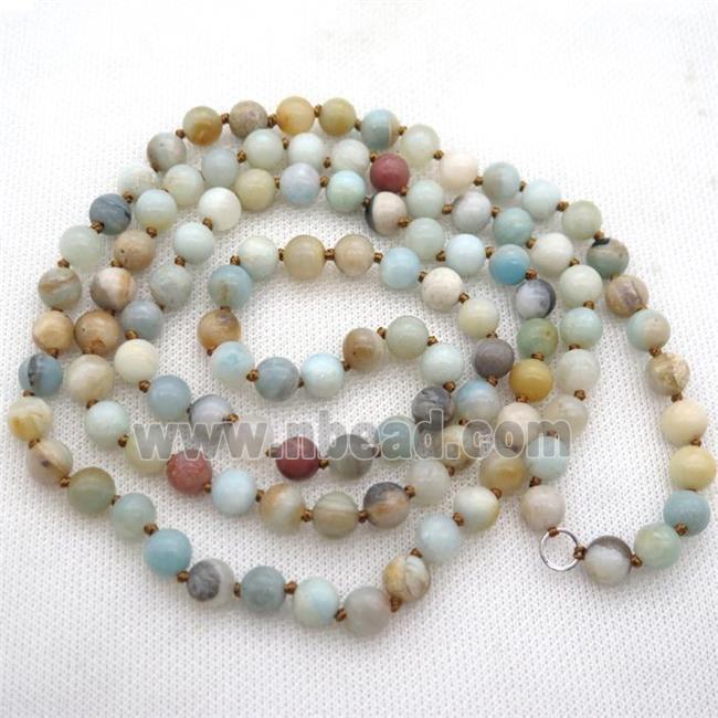 Amazonite chain for mala necklace with knot