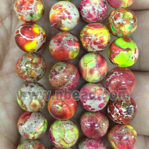 round Imperial Jasper beads, red