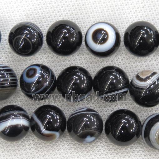 round natural Brazilian Agate Beads, eye, black