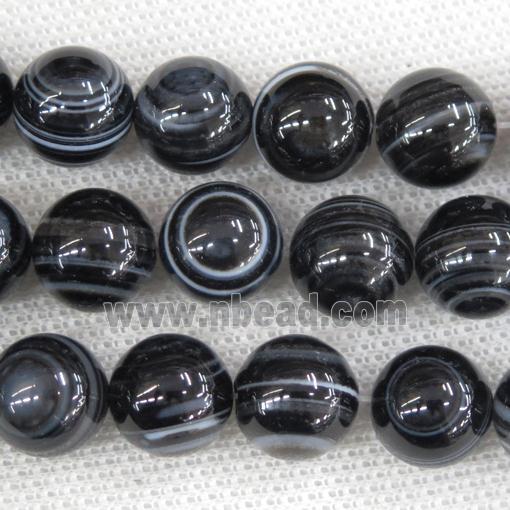 round natural Chinese Agate Beads, black