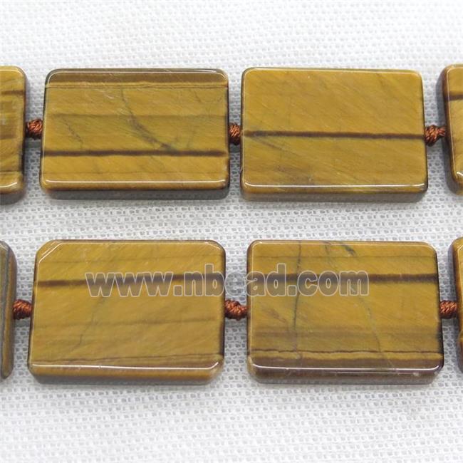 yellow Tiger eye stone rectangle beads