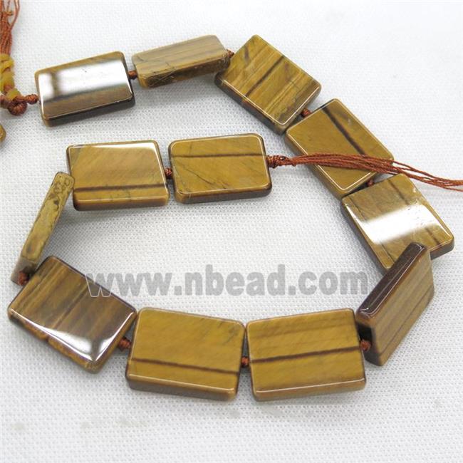 yellow Tiger eye stone rectangle beads