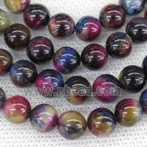 round Tiger eye stone beads, multi-color