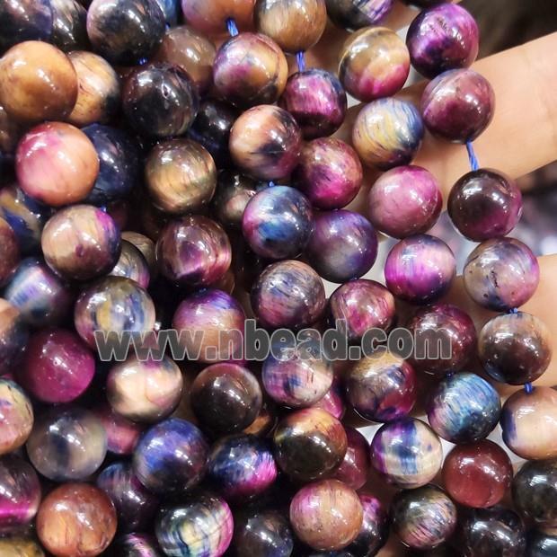 round Tiger eye stone beads, multi-color