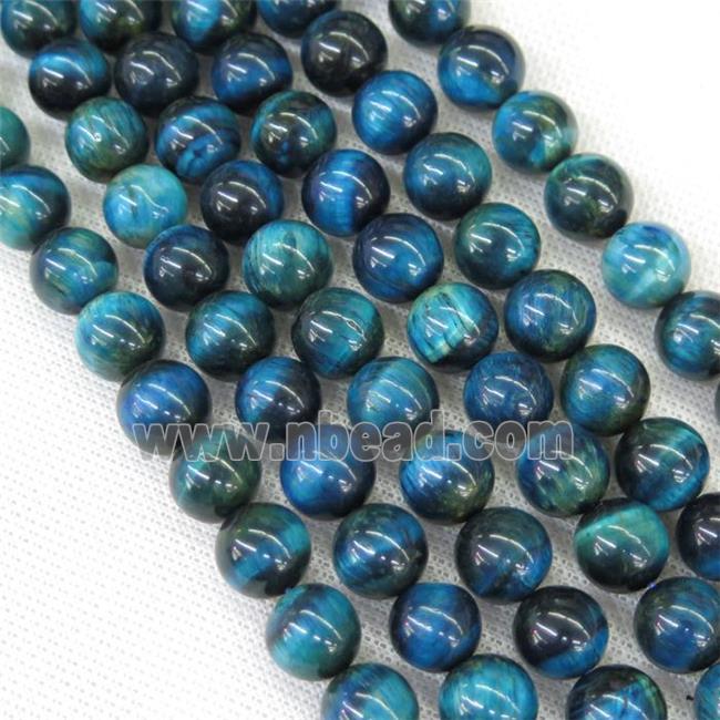 round Tiger eye stone beads, blue