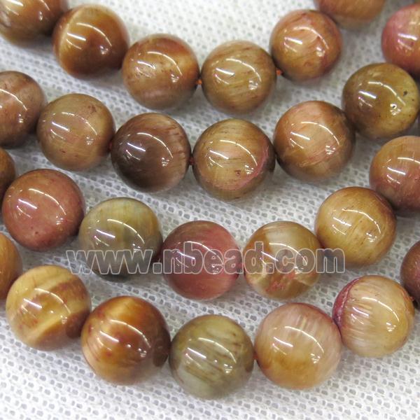 round Tiger eye stone beads, peach